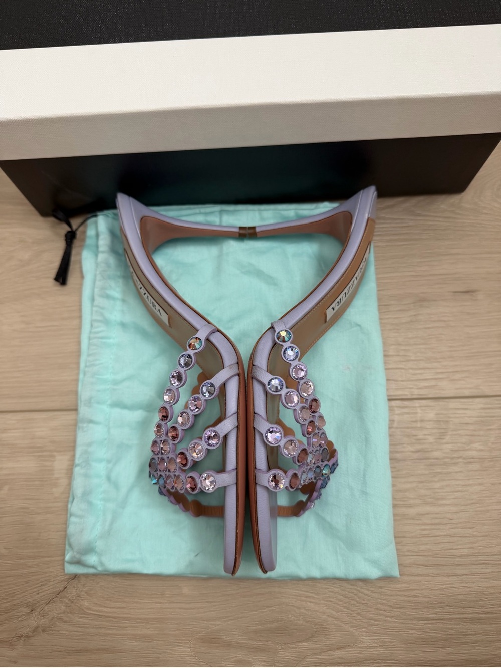 Aquazzura Lilac Crystal-Embellished Slide Mules - Picture 3 of 6